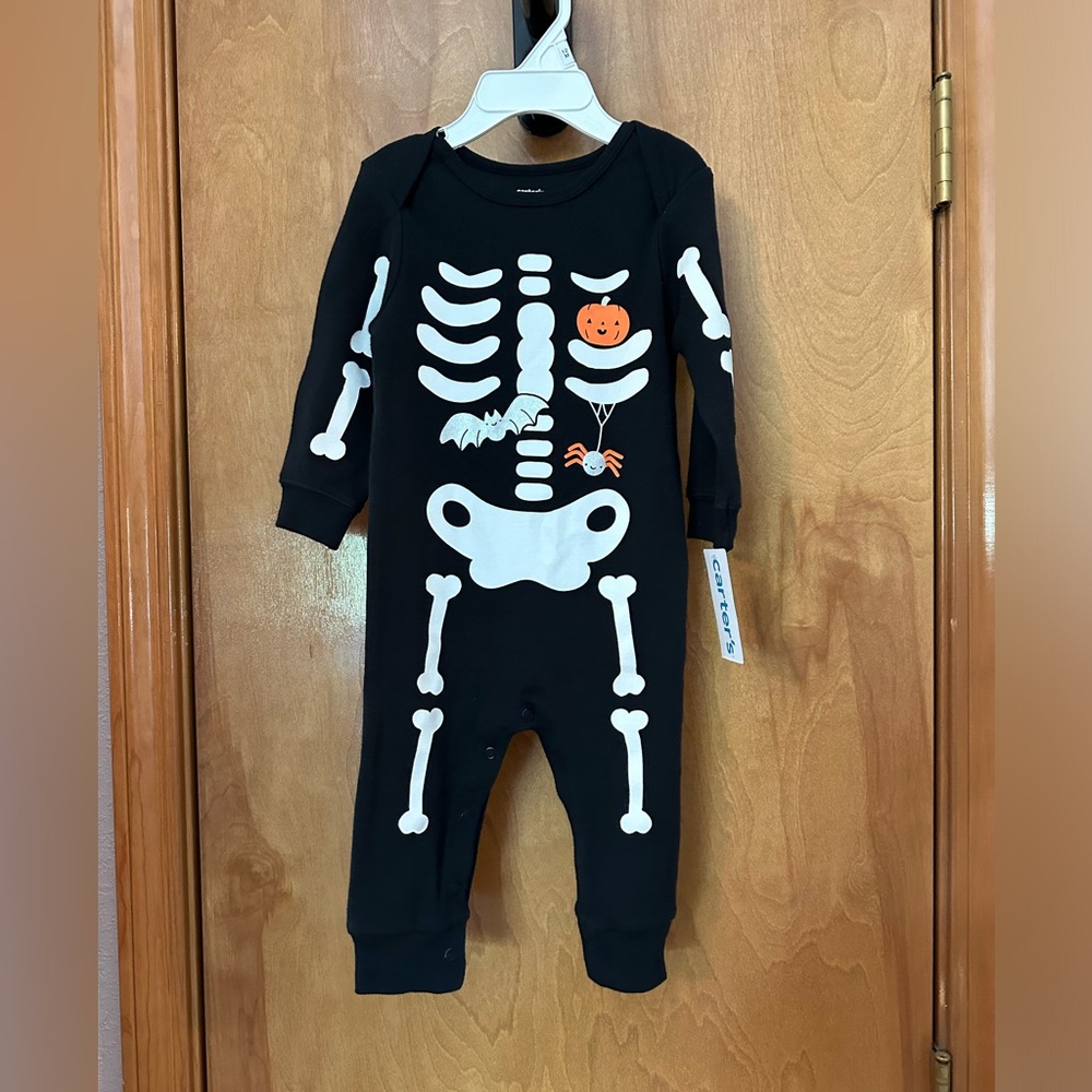 Halloween Skeleton long sleeve one piece with snaps unisex